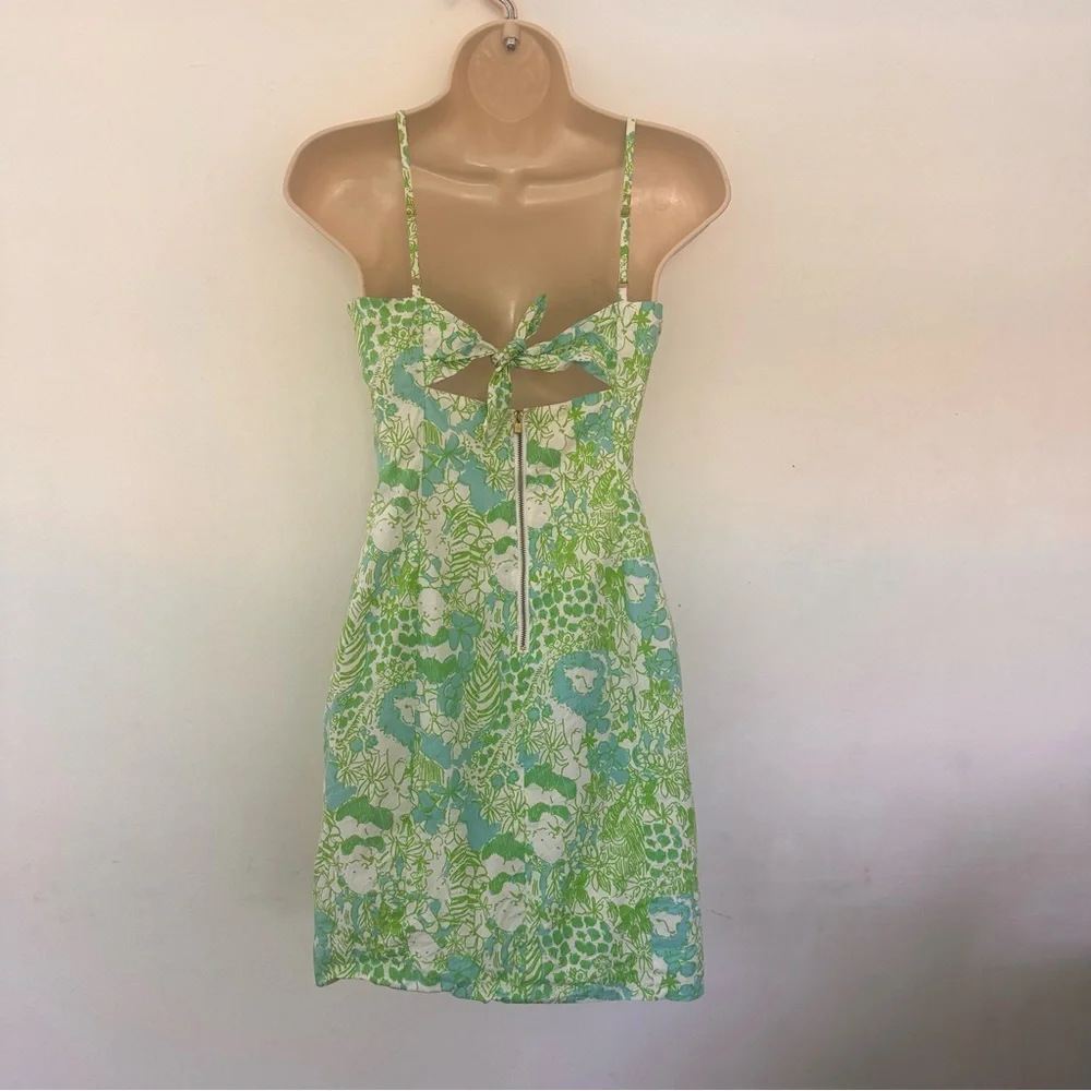 Lilly Pulitzer Green, Blue and White Jungle Women’s Sundress Dress Size 0 - Picture 3 of 12